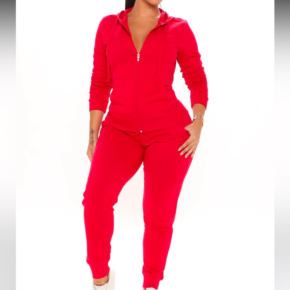 Latest And Greatest French Terry Jogger set Red